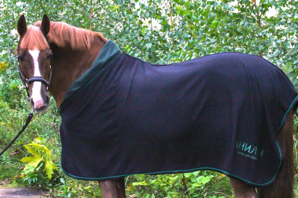 Попона флис. черн. с зел. воротником "Корма Анилин"